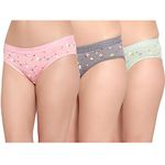 BRUCHI CLUB Women Pack of 3 Multicoloured Floral Print fabrict Printed Cotton Low Waist Bikini Panty BRC-PN-FOXYCP5000-MCL-3C (4XL, Multi)