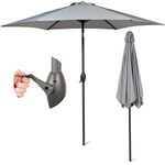 SUNMER 2.7M Grey Parasol Garden Umbrella Sun Shading | Water Repellent Polyester 180 g/m² (UV 30+)| Easy to Open and Close Crank Mechanism | Pole Width ø 38 mm (Excl. Base)