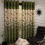 Home Sizzler 2 Piece Mapple Eyelet Polyester Door - 7 feet Curtain Set, Green