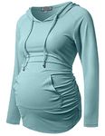 GINKANA Women's Baseball Crew Neck Flower Raglan Sleeve Maternity T-Shirt Top Pregnancy Shirt, Sage Green, X-Large