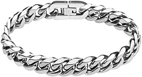 Flintronic Homme Gourmette Chaîne Bracelet en Acier Inoxydable, Chaîne Grosse Maille Bracelet Largeur 10mm,Chunky Bracelet de Hip-hop Tendance Chaîne 21cm Punk Rappeur Bracelet Cadeau