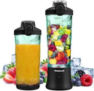 Portable Blender for Smoothies, 600ML Capacity, Rechargeable Personal Blender with Leak Proof Lid and Safety Lock, USB Charging, Black