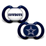 Baby Fanatic NFL Dallas Cowboys 2-Pack Pacifiers, One Size, Team Color