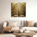 Olive Tree® Wooden Wall Art Money Tree Canvas Painting for Home, Bedroom & Living Room|Engineered Wood Frame|Modern Stylish Hanging Wall Art Painting for Wall Decoration|24 x 24 inch Multicolour