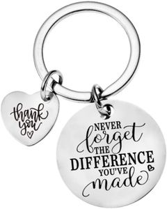 Going Away gifts for Coworker Colleague Keychain Thank You Gifts for Teacher Retirement Appreciation Gifts for Women Men Christmas Birthday Gifts Never Forget The Difference You've Made Keychain