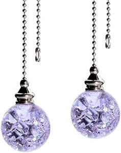 LONGSHENG - SINCE 2001 - 2PCS Purple Pull Chain Crystal Glass Ice Cracked Ball Pull Chain for Ceiling Fan Light Decoration 50cm Extension Chain