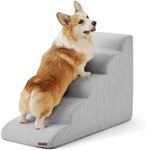 Lesure Dog Stairs for Small Dogs - Dog Ramp for Bed and Couch with CertiPUR-US Certified Foam, Pet Steps with Non-Slip Bottom for Old Cats, Injured Doggies and Puppies, Glacier Gray, 5 Steps