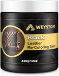 Leather Recoloring Balm & Leather Color Restorer - Leather Repair Kit for Furniture | Restore Couches, Car Seats, Clothing | Leather Scratch Remover and Repair | 12OZ (Black)