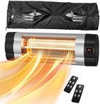 Wall-Mounted Electric Heater, Outdoor Heater for 1500W, 1s Heating Carbon Fiber Tube Wall Heater, IP34 Waterproof Patio Heater, Infrared Heater for Restaurant, Backyard, Garage and Decks