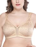 Deyllo Women’s Full Figure Comfort Wire Free Minimizer Support Bra Nude