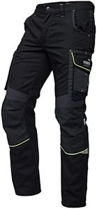 PUMA Workwear Precision X pantalón de Trabajo para Hombre, Muchos Bolsillos & Secciones reforzadas, para Comercio, producción y construcción, Negro/Néon, Tamaño 48
