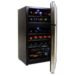 Koolatron 29 Bottle Dual Zone Wine Cooler, Black, 3 cu ft (86L) Compressor Wine Fridge, Freestanding Wine Cellar, Red, White, Sparkling Wine Storage in Home Bar, Kitchen, Apartment, Condo