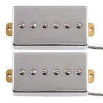 LYWSMSK Alnico 5 Magnet Humbucker Sized P90 Electric Guitar Pickups Neck & Bridge Pickups (Chrome)