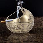 CBEX Vintage Windproof Ashtray with Lid Portable Cigarette Odor Ashtray Holder for Outdoor Indoor Smokers Metal Desktop Smoking Tobacco Ash Tray for Home Office Decoration (60)