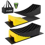 Stanew Camper Levelers 8-Piece Kit RV Leveling Blocks, Camper Wheel Chocks Including Two Curved Levelers, Two Chocks, Two Rubber Grip Mats for Motorhome Van Trailer