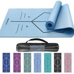 PROIRON Yoga Mat with Alignment | Multi-Purpose Extra Thick Foam Exercise Mats | Stretching, Resistance Workout & Therapy – Pilates, Home & Gym Equipment for Women Kids 173 x 61 x 0.4 cm - Light Blue