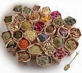 Dried Herbs for Witchcraft Supplies and Tools for Protection Herbal Magic Wiccan Spells - 30 Wiccan Herbs for Wicca Altar Supplies - Dried Herbs with Crystal Spoon