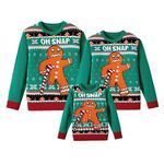 IFFEI Ugly Christmas Sweater Family Matching Gingerbread Man Pullover Knitted Jumper Women M