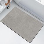 Absorbent Bath Mat Bathroom Rug: Non Slip Thin Bathroom Mat Quick Dry Rubber Backing Bathmat Bathroom Floor Mats in Front of Shower Bathtub Sink Washroom Mat, 40x60 cm, Gray