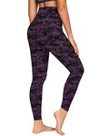 QUEENIEKE Workout Leggings for Women High Waisted Tummy Control Yoga Pants for Gym, Running, and Fitness (Concord Grape Camouflage, S)