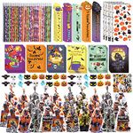 WOONOO 200PCS Halloween Party Favors for Kids Stationery Set, 30 PACK Assorted Halloween Goodie Bag Fillers, Bulk Halloween Treats Bags for Trick or Treat Pencils Erasers Rulers