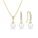 Philip Jones Gold Plated Pearl Drop Set Created with Zircondia® Crystals