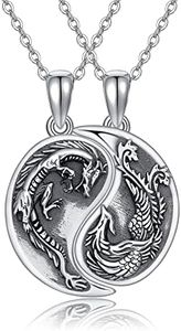 ONEFINITY Drache Und Phönix Halsketten Sterling Silber Paar Halskette Yin Yang Halskette Für 2 Frauen Männer Boyfriend Girlfriend