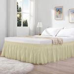 KANCHI DÉCOR - Microfiber Bed Skirt Wrap | Solid Easyfit King Size 15 Inch Drop Tailored Wrinkle Fade Resistance Soft Fabric Stylish Design Bedskirts- (Ivory, 76 * 80 in)