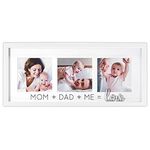 Malden International Designs Mom Dad Me Love 4x4 3-Opening White Matted Photo Wall Frame with Love Word Attachment (3569-344)