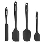 NileHome Silicone Spatula Set, High Heat-Resistant Premium BPA-Free One Piece Seamless Design, Non-Stick Rubber with 18/8 Stainless Steel Core, Cooking/Baking Utensil Set of 4, Black