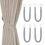 4 PCS Curtain Tiebacks, Hand Knitting Curtains Tied Rope for Window Curtain Accessories (4 PCS-Grey)