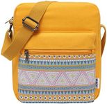 Small Messenger Bag for Girls,VASCHY Lightweight Canvas Crossbody Bag for Kids Women Purse Fits Water Bottle Yellow