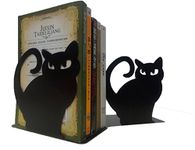 Cute Vivid Lovely Persian Cat Nonskid Thickening Iron Library School Office Home Study Metal Bookends Book End (Black)