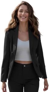 YUNCLOS Women's Casual Long Sleeve Button Slim Work Office Blazer Jacket, Medium Black
