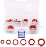 GDFYMI 30pcs AC Gasket Assortment Automotive Air Conditioning Compressor Port Seal Washer Kit High Temperature Resistant Screw Gaskets Repair Box (Red)