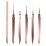 WLLHYF 5Pcs Nail Art Liner Brushes, Painting Nail Art Brushes for Long Lines, Details, Fine Drawing Nail Dotting Drawing Tool Set 7mm/9mm/11mm/15mm/25mm(Gold