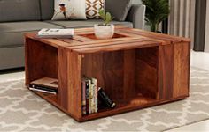 FURNITUREWALLET Wooden Center Table for Living Room | Coffee Table for Home Wooden Coffee Table for Living Room and Office | Tea Table | Sofa Set Center Table in HoneyFinish