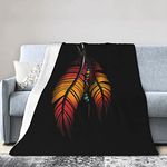 Native American Feather Lightweight Super Soft and All Season Warm,Thermal Blanket, Blanket for Sofas 80''X60'' Black