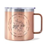 Christian Gifts for Women, 14 oz Coffee Mug Inspirational Gifts Bible Verse Mug Insulated Stainless Steel Vacuum Tumbler Appreciate Spiritual Presents for Female Lady Baptism Sister, Flower Prints