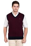 GODFREY Winter Woollen Vneck Sleeveless Sweater for Men Size 2XL Double Extra Large(Navy, Maroon)