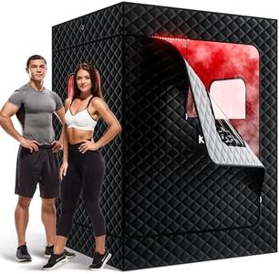 KASUE Upgraded 2 Person Portable Infrared Sauna Box with 5-Layer Waterproof, 2 Steamers, 2 Folding Chair for Spa, Indoor, Outdoor, Gym, Pilates, 71”x 36”x 49”, Black-2 Person