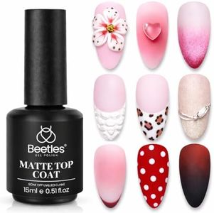 Beetles Matte Gel Top Coat for Gel Nail Polish,15ML Chrome Proof Matte Top Coat No Wipe Powder-Resist Matte Finish for Detail Chrome Powder Painting and Long Lasting Fall Nail Gifts for Women