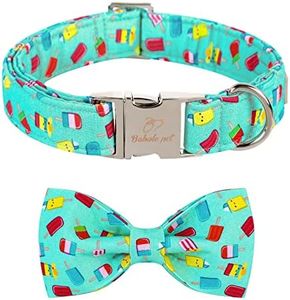 Babole Pet Dog Collar Bow Tie Green Popsicle Dog Collar Girls with Safety Metal Buckle Adjustable Puppy Collars for Small Medium Large Dog (M)