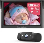 LUCKVIEW BM1 Baby Car Camera, 5'' 1080P Mirror Monitor with IR Night Vision, 3X Zoom in Closer, Full Crystal Clear View for Back Seat Rear Facing, 5 Mins Easy Installation Wired