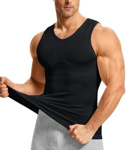 Nebility Shapewear Mens Compression Shirt Body Shaper Slimming Undershirts Sports Vest V Neck Sleeveless Workout Tank Tops (US, Alpha, XX-Large, Regular, Regular, Black)