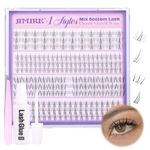 JIMIRE Wispy Bottom Lash Clusters 4 Styles Mix Natural Bottom Lashes with 0.05MM Thin Band Soft Lightweight Bottom Eyelash Clusters 204Pcs DIY Bottom Lash Extension Kit with Lash Glue Tweezers