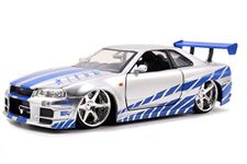 Jada Toys Fast & Furious 1 24 Diecast Nissan GT R R34 Vehicle, Silver