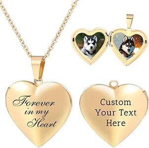 OTXIXTO Collana con Medaglione di Cuore Foto Personalizzata Ciondolo in Acciaio Inossidabile Pendente Argento Oro/Oro Rosa Gioielli Idee Regalo per Donna Mamma Nonna (Forever...)