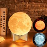 Moon Lamp, Moon Light 3 Color LED Moon Night Light with Stand, USB Charging, Touch Control, Warm White/Cool White/Yellow and Brightness Adjustment for Kid Lover Birthday Day Gift, Diameter 5.9 inch…