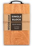 Wood Chop Anti-Bacterial Single Solid BlockWooden Chopping - Mango Wood Cutting Board with Metal Handel (15 x 9 x 1 Inches, Large)